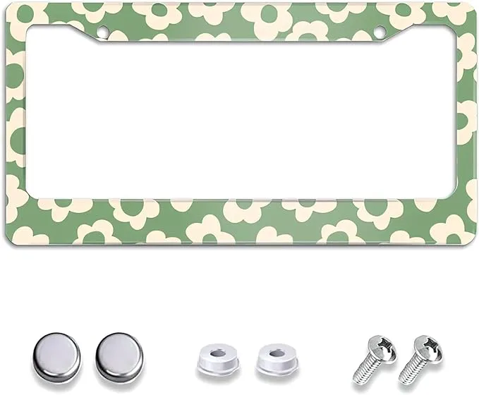 ヴィンテージのグルーヴィーな花のナンバー プレート フレーム